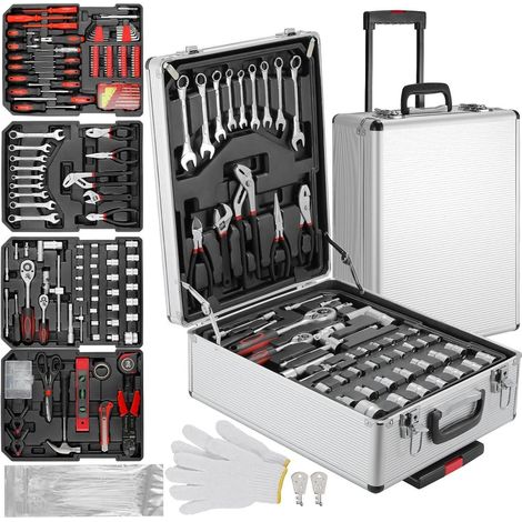 799-teiliges Werkzeugkoffer-Set mit Aluminium-Trolley und Zubehör (1/5)