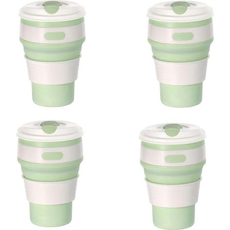 Gobelet de voyage pliable en silicone vert clair - Gobelet de camping (1/5)