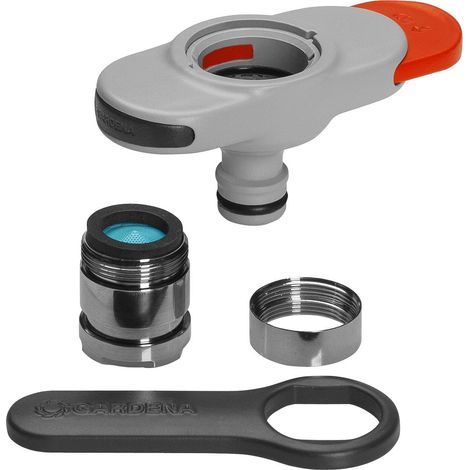 Raccord pour robinet d'intérieur : Raccord pour robinets d'eau d'intérieur, adaptateur pour tête à jet aéré inclus, clé pour une installation facile (18210-20) (1/4)