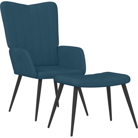 Maison Exclusive - Relaxsessel mit Hocker Blau Samt (1/5)