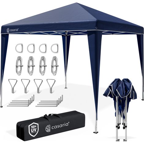CASARIA® Capri Pop Up Gazebo 3x3m  UV Protection 50+  Waterproof  Incl. Bag Pegs Guy Ropes  Stable Folding Festival Camping Party Garden Patio Tent Outdoor Pavilion  Blue