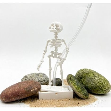 Animierte Skelett-Aquariendekoration – Weiß – Druckluftbetrieben mit Luftschlauch – 3D-gedruckt (1/5)