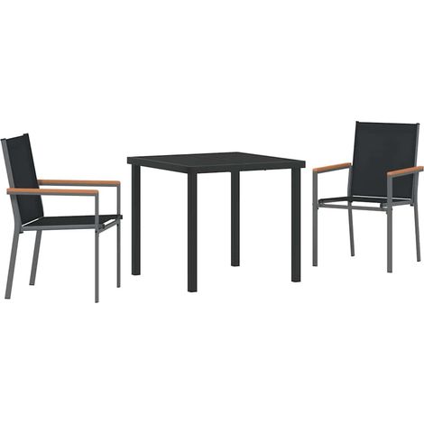 Ensemble de salle à manger pour jardin 3 pcs Noir vidaXL (1/5)