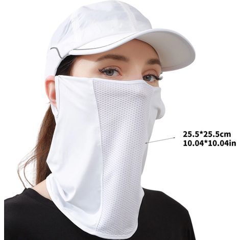 Masque de protection solaire pour le golf, masque de protection solaire respirant en soie glacée - blanc (1/4)