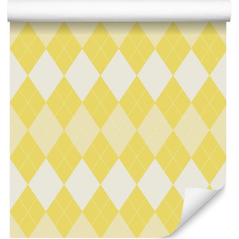 Pastellfarbene Diamanten-Tapete in Creme und Gelb für Wohn- und Schlafzimmer, 50 x 1000 cm (1/5)