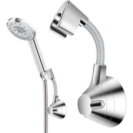 Support Pommeau de Douche Sans Perçage  Fixation Murale Pratique et Réglable, Idéal pour Salle de Bain