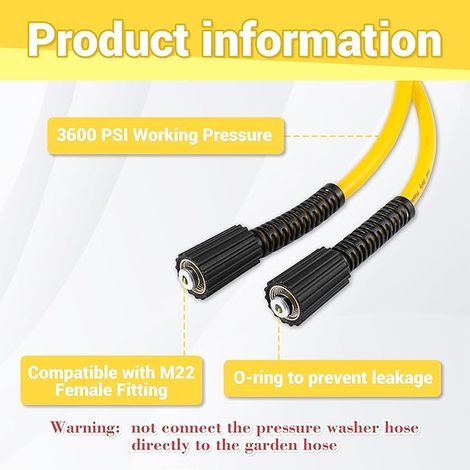Pressure Washer Hose 15 m x 1/4 Inch, M22-14, 250 Bar (1/2)
