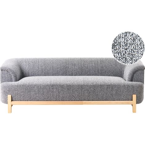 Sofá de 3 plazas con tapizado de poliéster y patas de madera sala de estar estilo moderno gris oscuro Alnor