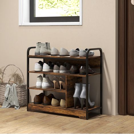 Scarpiera 70x30x65 cm, 4 ripiani, fino a 11 paia di scarpe, struttura in metallo, marrone (1/5)