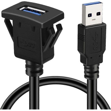 Versenkbares USB 3.0-Verlängerungskabel mit Verriegelungsclip – 1 m, Armaturenbrettmontage für Auto, LKW, Boot, Motorrad (1/5)