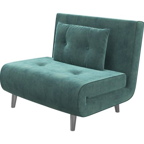 Poltrona Letto Singolo 100x88x83 cm in Velluto Verde Scuro (1/5)