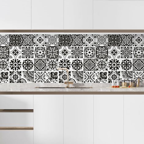 Crédence adhésive cuisine - Effet carreaux de ciment - 90x90 cm - Adhésif + Protection BRILLANTE (1/5)