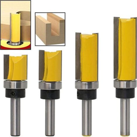 Mèche De Toupie - Tige 8 mm - Profil Rainure Flûte - Pour Fraiseuse CNC Portative Et Bureau - Lot De 4 (1/4)