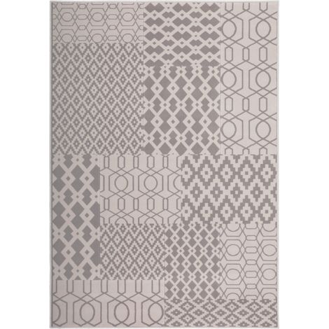 Tapis Tissé Géométrique à Poils Courts "Lina" Taupe 120 x 170 cm (1/4)