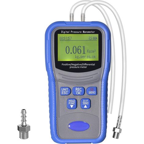 Manomètre Différentiel Numérique ±206.8KPa, Testeur de Pression de Gaz à Deux Ports Mesure de Pression Positive/Négative/Différentielle, avec Fonction d'alerte de Surpression, pour VMC System (1/5)