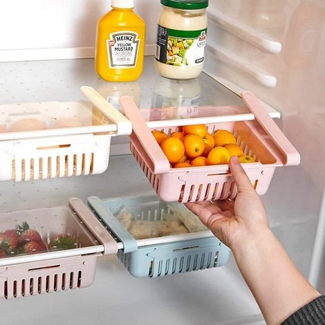 4 Pièces Organisateur de Tiroir de Réfrigérateur,Facile à ranger-Escamotable avec Boîte de Rangement pour Réfrigérateur, set (1/5)