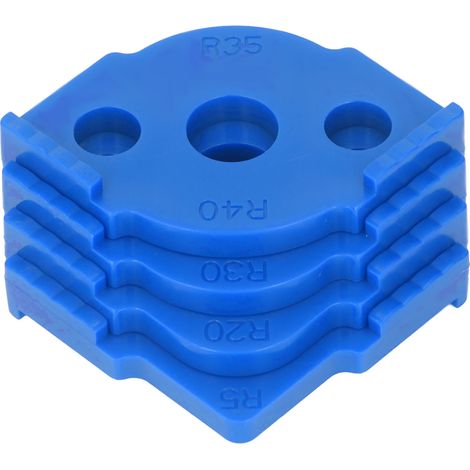 Gabarit de rayon de 4 pièces pour défonceuse, en ABS résistant à l'usure, pour le travail du bois. Gabarit d'angle demi-arrondi bleu. (1/5)