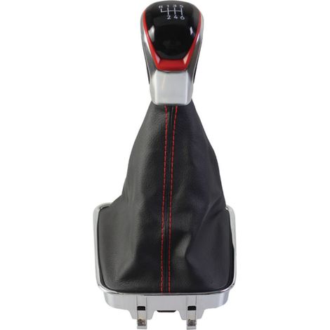 Cache-poussière pour Volkswagen Tiguan et Golf 8, intégré avec un cadre brillant, surpiqûres rouges, surpiqûres noires et garniture bleue, ensemble 5 vitesses (une pièce). (1/4)