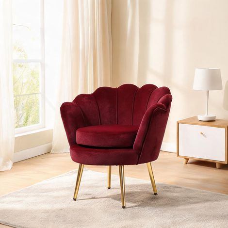 Canapé rouge vineux en velours 100 polyester 76 x 67 x 74 cm (1/5)