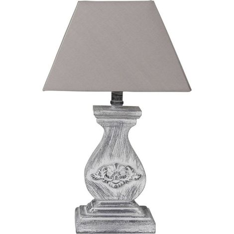 Lampe base rectangulaire en bois coloris gris (1/4)