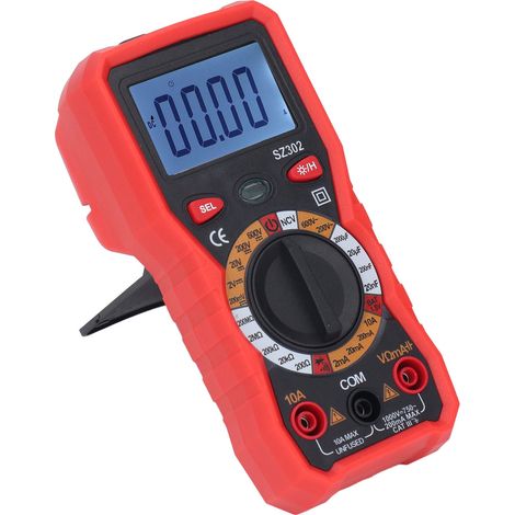 Hochpräzises digitales Multimeter mit Hintergrundbeleuchtung, automatischer LED-Anzeige, AC/DC-Voltmeter mit Taschenlampe, rot (1/5)