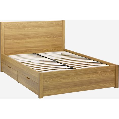 Letto con rete a doghe e testiera 140x190cm + 4 cassetti
