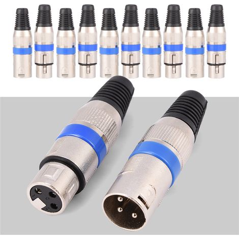 5 paires de connecteurs audio XLR 3 broches pour microphone (fiche mâle, prise femelle).