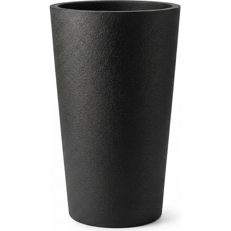 Vaso Alto Rotondo Nero Effetto Grafite in Poliresina e Pietra CM 76 Fioriera Moderna da Interno ed Esterno con Foro di Drenaggio per Piante Ornamentali Design e Resistenza