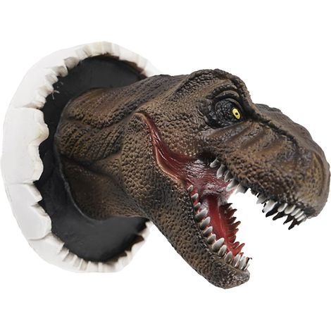 3D Dinosaure Sculpture Murale, Tête Dinosaure Murale en Résine Statue Murale, 3D Réaliste Statue de Dinosaure, pour La Décoration De La Chambre des Enfants À La Maison, 22 16 14cm (1/4)