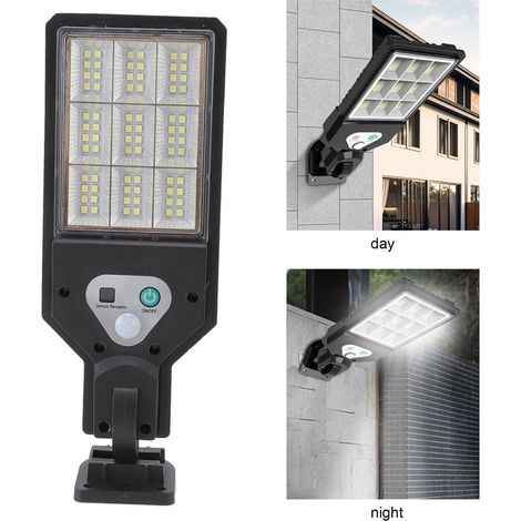 Lampadaire solaire à capteur, applique murale à capteur de présence humaine 72 LED, étanche IP65 pour cour, jardin, allée, applique murale de jardin, lampadaire (V93 SMD solaire). (1/5)