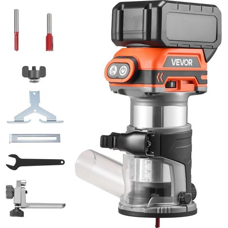 Affleureuse sans Fil Moteur sans Balais Défonceuse Compacte 6 Vitesses Variables pour Travail Bois, Compatible avec Batterie 18 V Makita Non Incluse, avec Base Fixe, Capot d'Aspiration Poussière (1/5)
