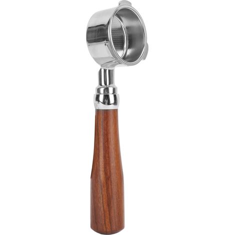 Portafiltro sin fondo de acero inoxidable de 51 mm con mango de madera - Accesorio para cafetera - 3 puntas, extracción mejorada (1/5)