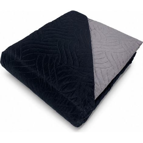 ART Couvre-lit matelassé bicolore en microfibre Manopesca Printemps Été Cm. 250x250 Noir