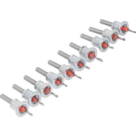 Lot de 10 forets à fraiser coniques avec butée réglable pour bois, plastique et métaux tendres (1/5)
