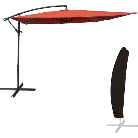 Sombrilla excéntrica MOLOKAI cuadrada 2,7x2,7m terracota + funda