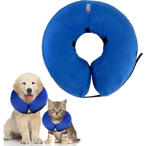 Aufblasbares Halsband für Hunde und Katzen, Anti-Leck-Halsband, Genesungshalsband (Blau, S)
