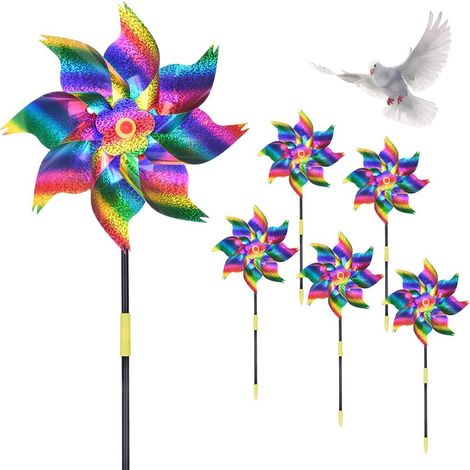 6PCS Moulin à vent, Réflecteur solaire, PVC écologique, Anti-oiseaux, Jardin, Verger, Ferme (1/5)