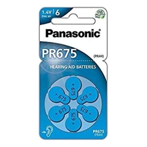 Blister da 6 pile a bottone zinco-aria 1,4V Panasonic - DA675, PR44, PR675 (1/5)