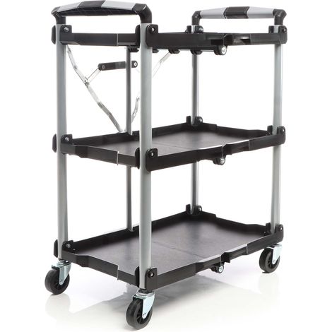 Wiltec Carrello pieghevole multiuso con 3 piani Fino a 120 kg Per officina, ufficio, gastronomia