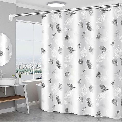 Duschvorhang, Duschvorhang aus Polyester, schimmelresistenter Duschvorhang, transparenter Duschvorhang, waschbarer Duschvorhang, weißer Stoffduschvorhang (1 (1/4)
