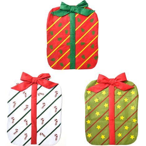 Lot de 3 housses de dossier de chaise de Noël avec motif nœud cadeau, Décoration de Noël pour restaurant, hôtel, maison, cuisine et salle à manger (1/5)