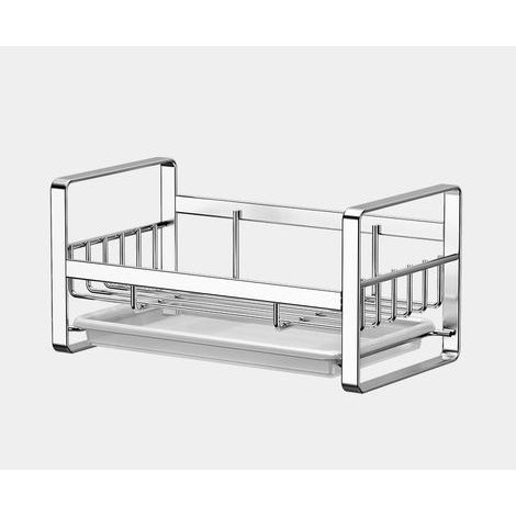 Porte Eponge,Acier Inoxydable304Organisation d'évier Rangement Support Eponge,Organisateur Evier Cuisine eavecBac Collecteur Amovible Etagère en éponge,pour Cuisine éponge,Porte-Savon (1/5)