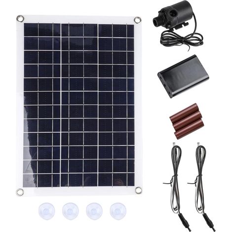 Pompe de jardin, bassin, fontaine, aquarium, boîtier à piles, kit Solvattenkit 50W, débit 800 L/h avec