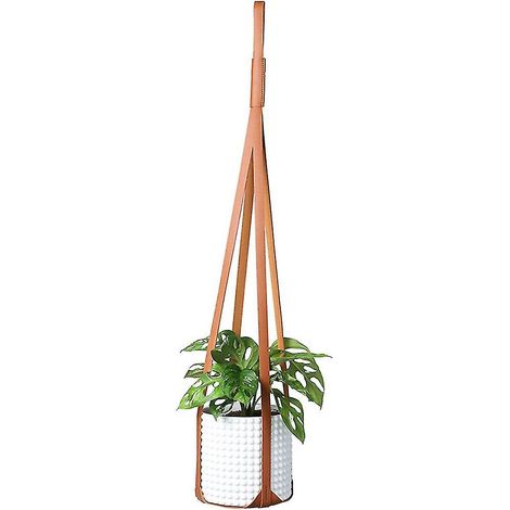 Lot de 2 suspensions murales en cuir pour plantes d'intérieur, panier suspendu, pot fleur décor moderne maison, intérieur extérieur (1/4)