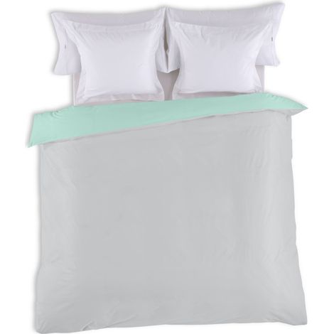 FUNDA NORDICA reversible aqua-crema - Cama de 150/160 (1 pieza) - 50% algodón / 50% poliéster - 144 hilos. Gramage: 115 (1/4)
