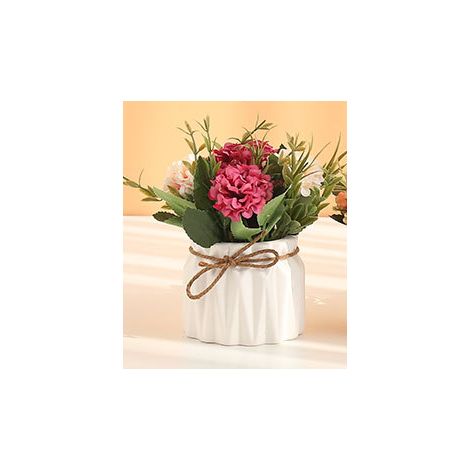 YIDOMDE Fleurs artificielles avec pots Bouquet d'hortensias artificiels avec vase en céramique Pots artificiels salon bureau jardin balcon mariage blanc (1/3)