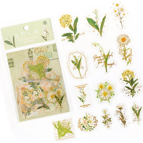 Lot de 30 autocollants fleurs motifs floraux uniques élégants esthétiques tendance pour journal carnet scrapbooking (1/5)