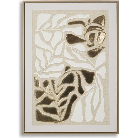 Stampa su tela Goldy B foglie oro variante con cornice, 50x70 cm