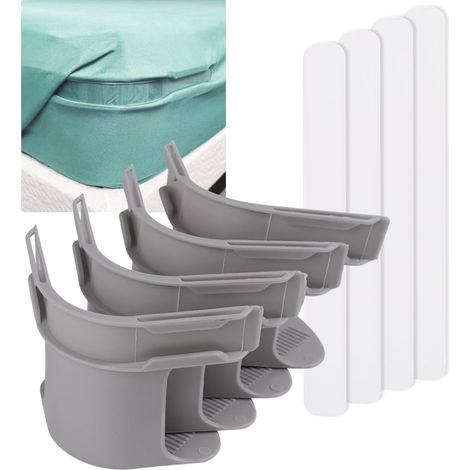 Support de drap sécurisé avec sangles de matelas robustes – Plus de literie lâche, ajustement universel, installation facile en une seule fois, gris (1/5)