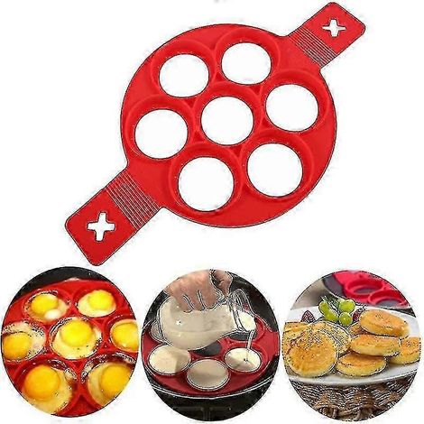 Moule à crêpes antiadhésif en silicone à couvercle rabattable, rond de 18 cm, réutilisable, cercle à œufs, ustensile de cuisine et de pâtisserie f26 (1/5)